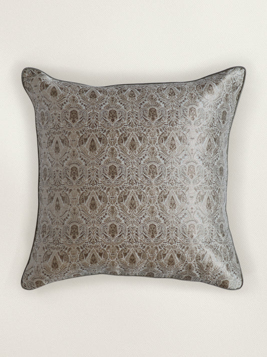 Brocade Gold Cushion Cover | 18 Inch x 18 Inch | Cord Piping