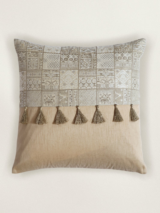 Patchwork Cushion Cover 16 Inch x 16 Inch with Tassels