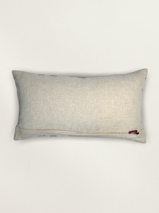 Black & White Embroidered | 12 x 22 inch Rectangular Cushion Cover