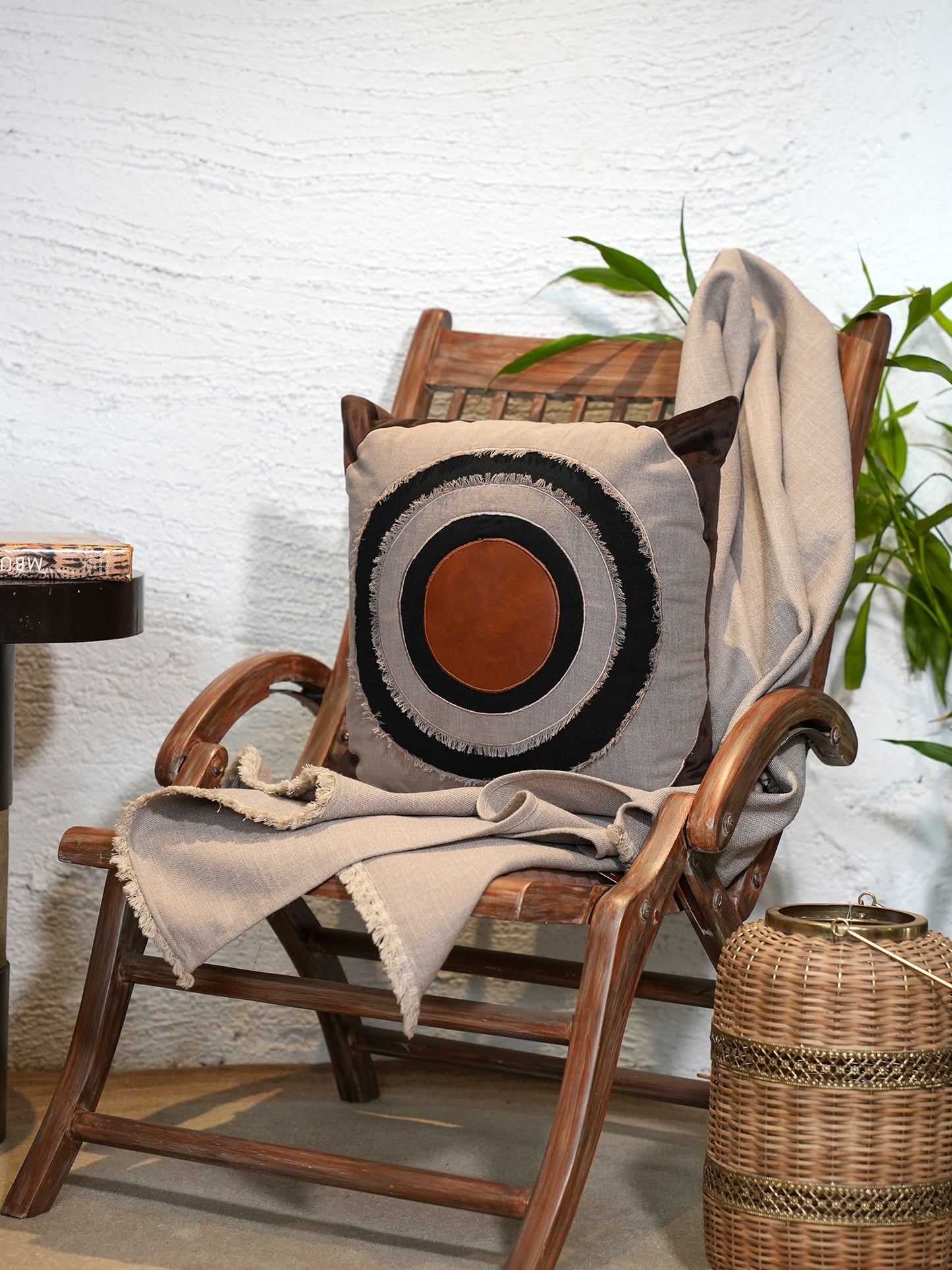 Brown Geometric Patchwork | 16 x 16 Inch Square Decorative Cushion Cover