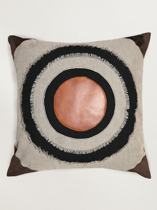 Brown Geometric Patchwork | 16 x 16 Inch Square Decorative Cushion Cover