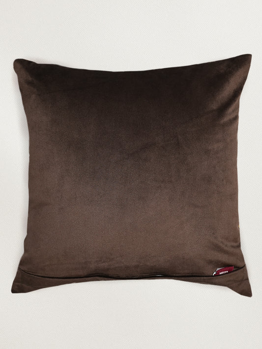 Brown Geometric Patchwork | 16 x 16 Inch Square Decorative Cushion Cover