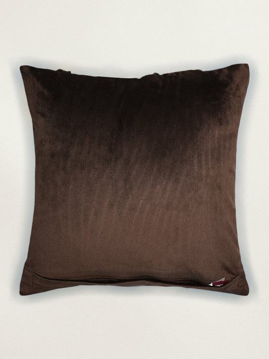 Brown Embroidered 16 x 16 inch | Square Decorative Cushion Cover
