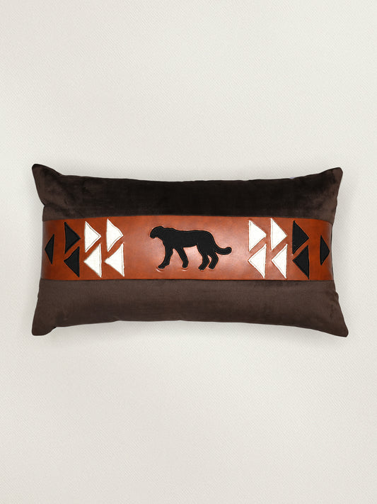 Brown Animal Applique | 12 x 22 inch Decorative Cushion Cover