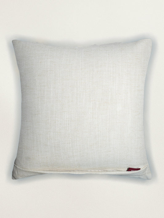 Off White Embroidered 16 x 16 inch | Square Decorative Cushion Cover