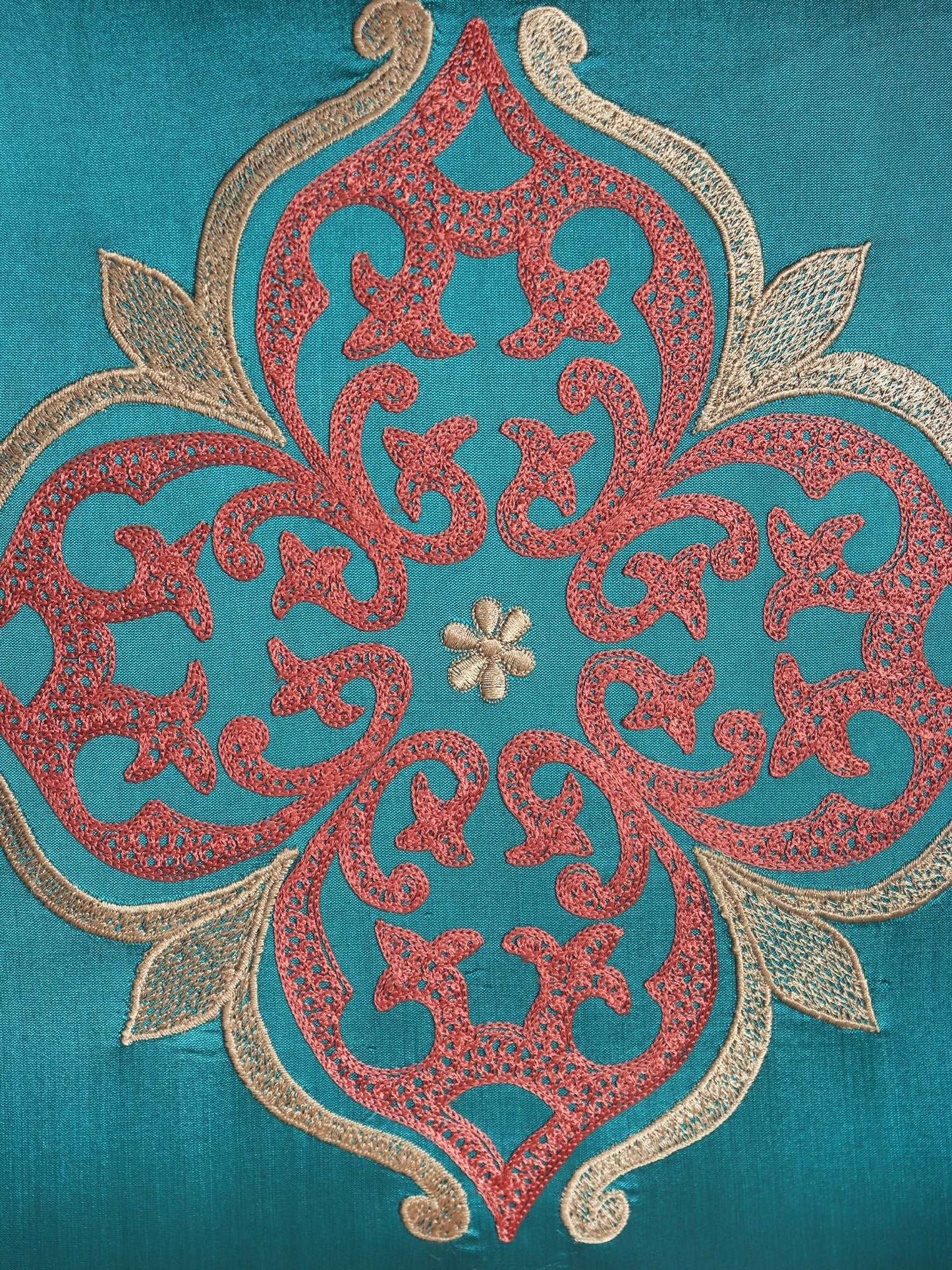 Cushion Cover for Sofa, Bed | Polyester Paisley Motif Embroidery | Multi Color - 16x16in(40x40cm) (Pack of 3)