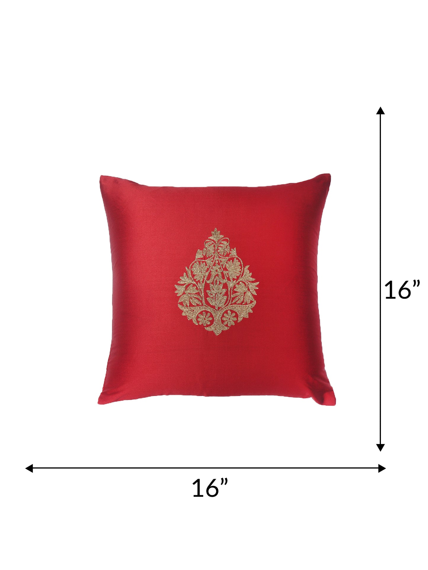 Cushion Cover for Sofa, Bed | Polyester Paisley Motif Embroidery | Multi Color - 16x16in(40x40cm) (Pack of 3)