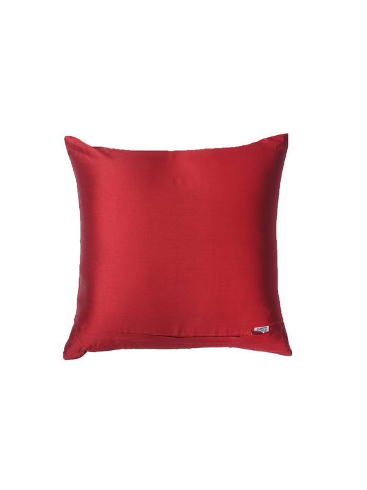 Cushion Cover for Sofa, Bed Polyester Motif Embroidery | Red - 16x16in(40x40cm) (Pack of 1)