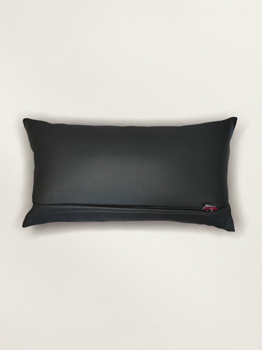 Leather Buckle Detail | 12 x 22 Black Cushion Cover