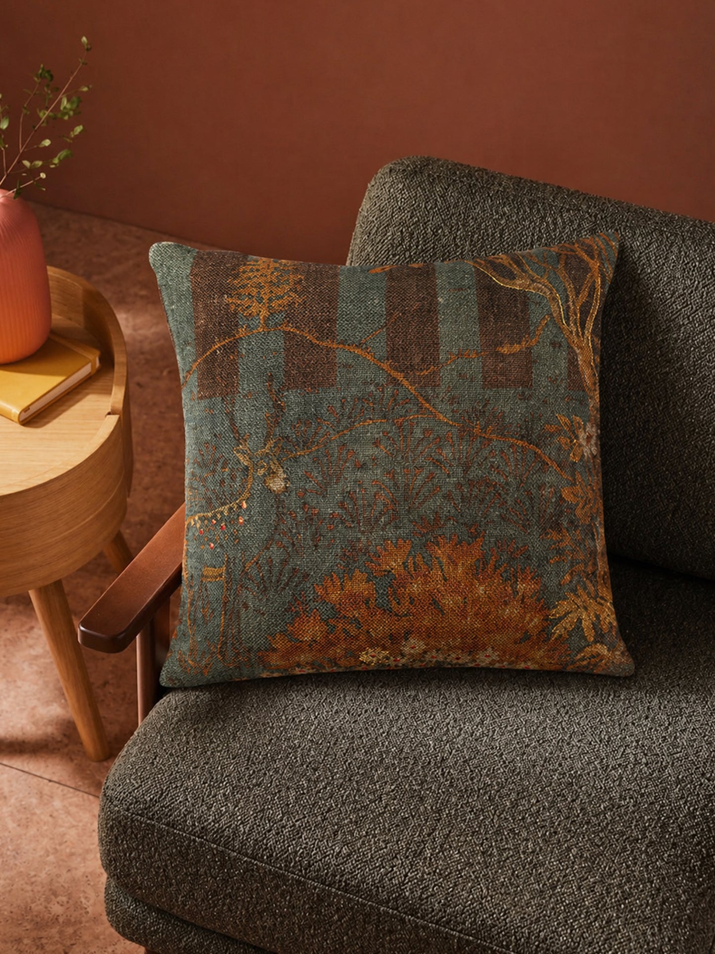 Forest Scene Printed | 16 x 16 inch Linen Cushion Cover