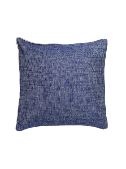 Cushion Cover for Sofa, Bed Cotton Blend with Cord Piping | Blue - 16x16in(40x40cm) (Pack of 1)