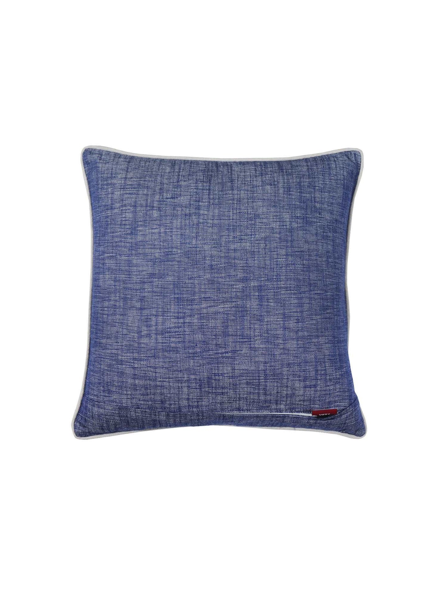 Cushion Cover for Sofa, Bed Cotton Blend with Cord Piping | Yellow/Blue - 16x16in(40x40cm) (Pack of 2)