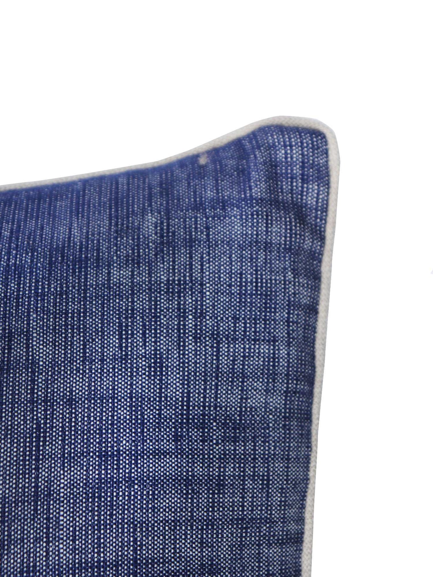 Cushion Cover for Sofa, Bed Cotton Blend with Cord Piping | Blue - 16x16in(40x40cm) (Pack of 1)