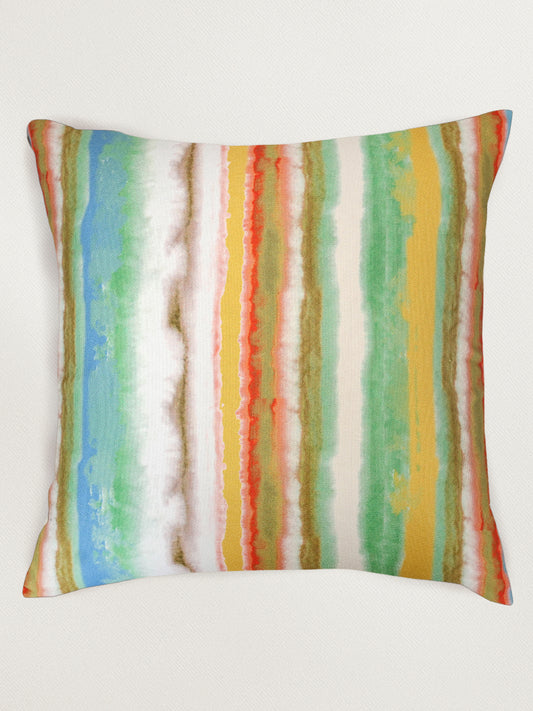 Striped & Floral Reversible | 16 x 16 inch | Spring Summer Cushion Cover