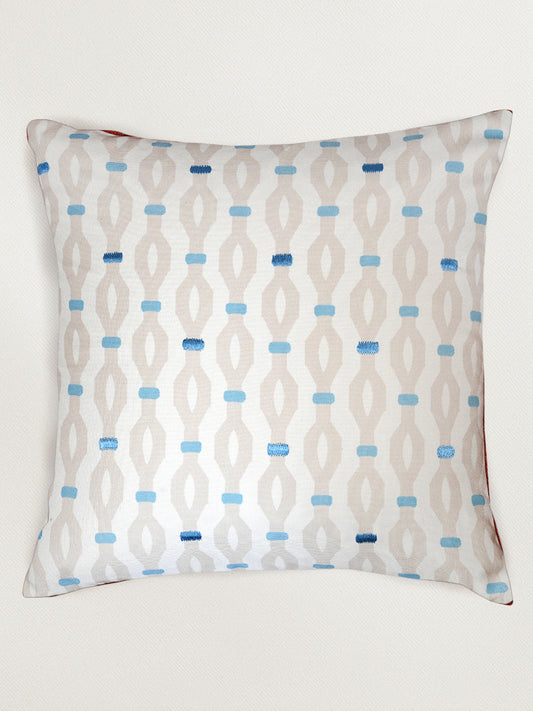 Floral Embroidered & Printed Reversible 16 x 16 inch | Spring Summer Cushion Cover