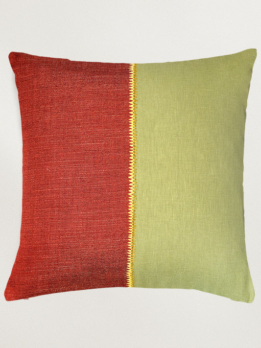 Leaf Embroidered Taka Reversible| 16 x 16 inch | Spring Summer Cushion Cover