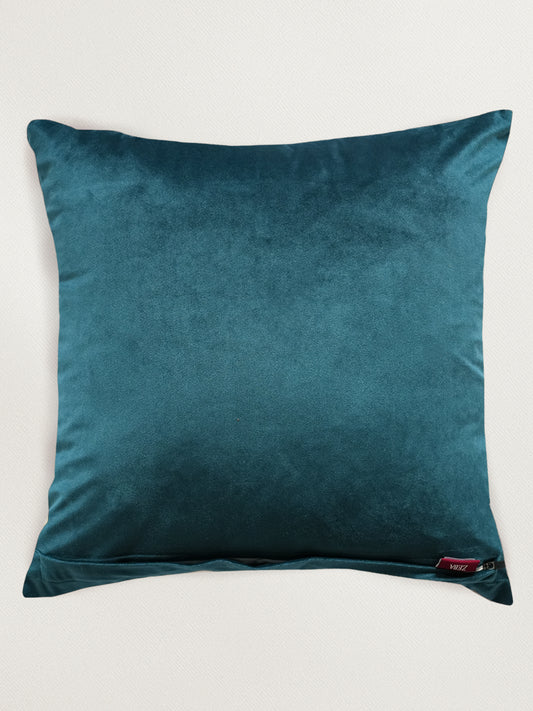 Hand Embroidered Velvet 18 x 18 inch | Peacock Green Cushion Cover