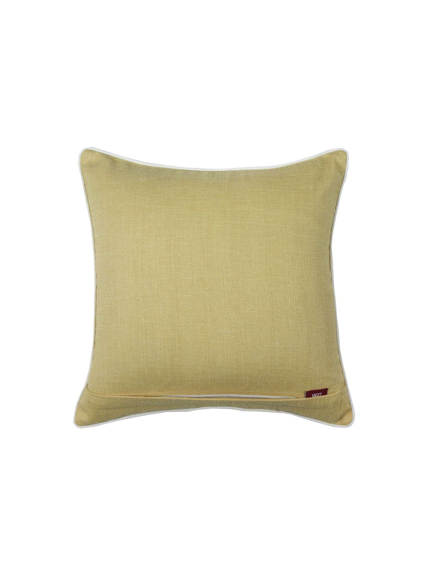 Cushion Cover for Sofa, Bed Cotton Blend with Cord Piping | Yellow/Blue - 16x16in(40x40cm) (Pack of 2)