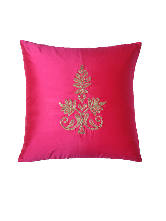 Cushion Cover for Sofa, Bed Polyester Motif Embroidery | Pink - 16x16in(40x40cm) (Pack of 1)