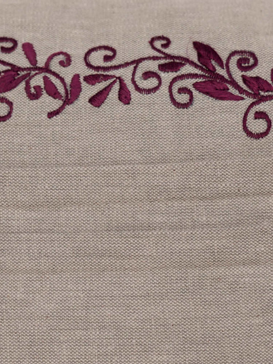Cushion Cover Cotton Blend Side Pleatingwith Embroidery Grey - 16" X 16"