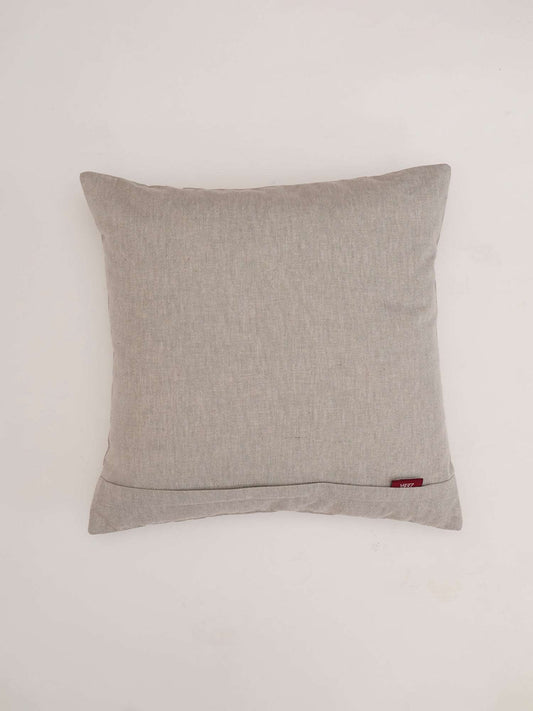 Cushion Cover Cotton Blend Side Pleatingwith Embroidery Grey - 16" X 16"