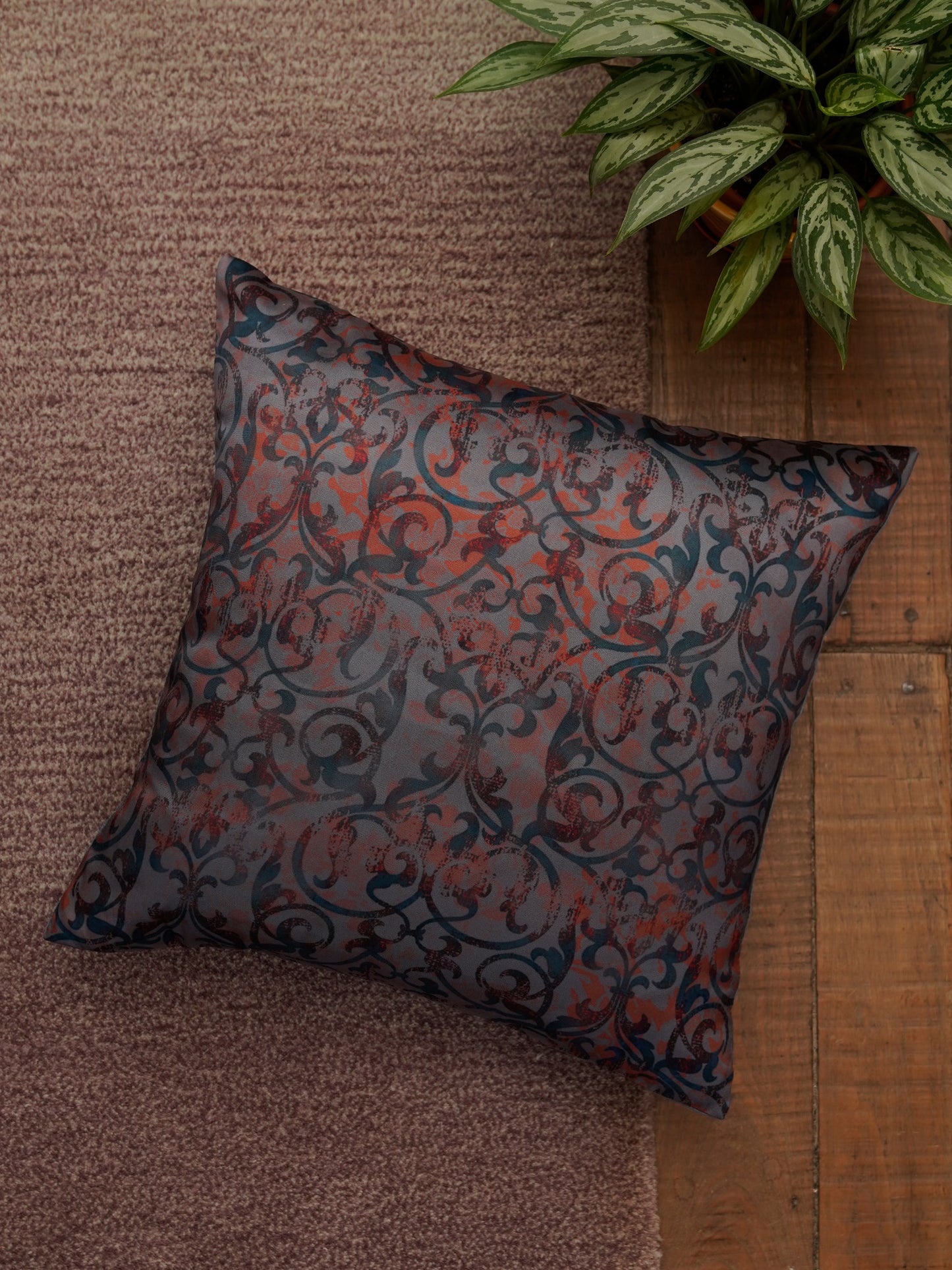 Cushion Cover Poly Canvas Modern Damask Multi - 16" X 16"