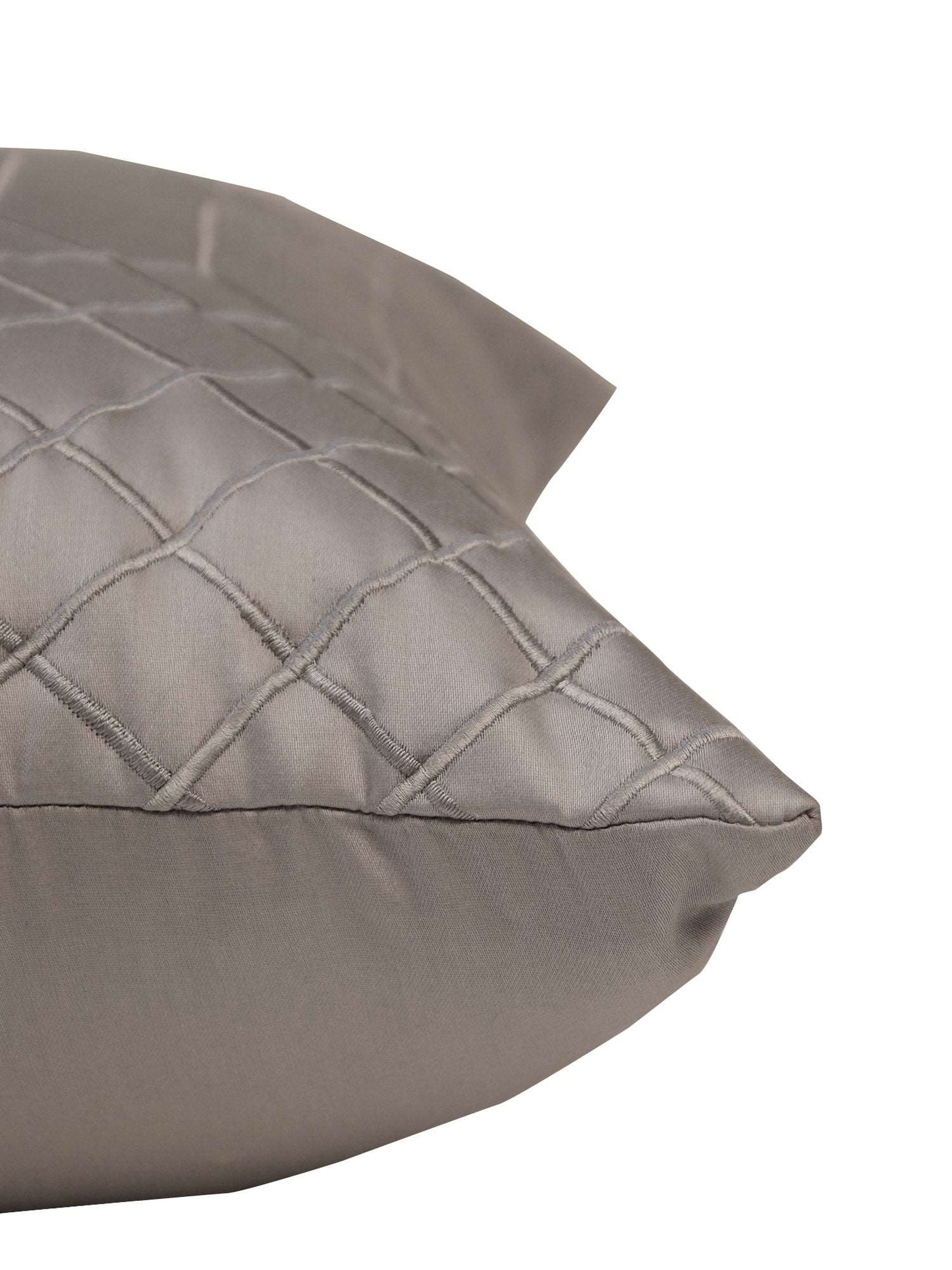 Cushion Cover 100% Cotton 520TC Quilted with Hand Embroidered Grey - 12x20