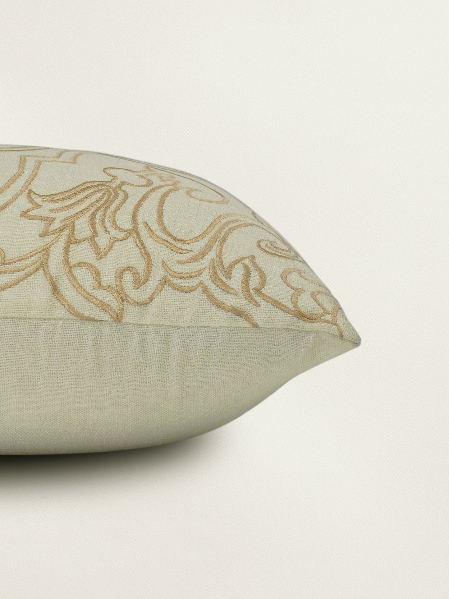 Embroidered Cushion Cover 12 Inch x 20 Inch | Off White | Cotton