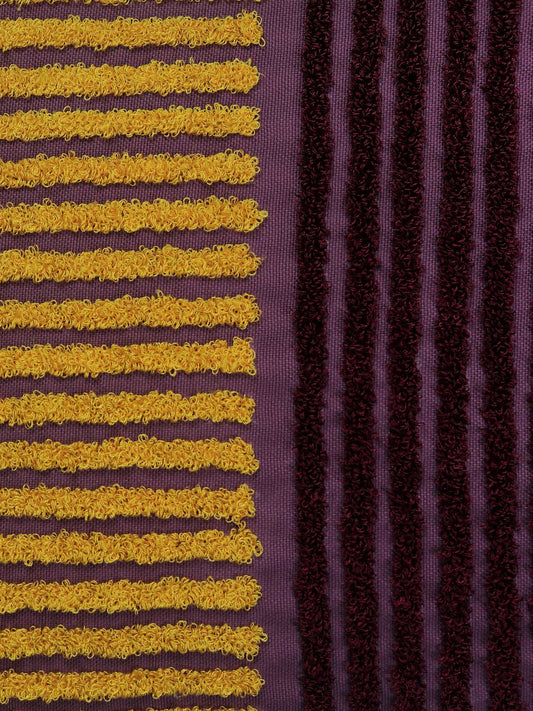 Cushion Cover Cotton Blend Digital print With Embroidered Purple - 16"X16"