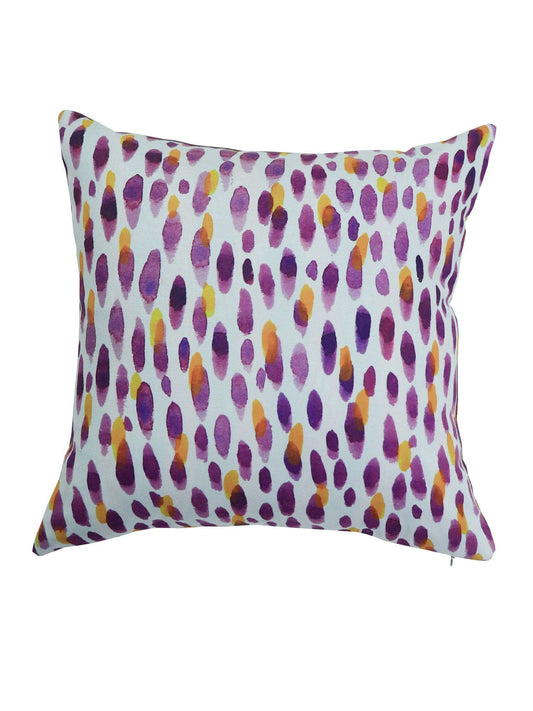 Cushion Cover Cotton Blend Digital print With Embroidered Purple - 16"X16"