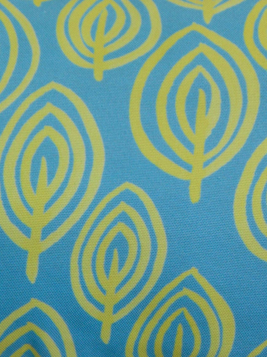 Cushion Cover Poly Canvas Digital print With Frayed Edges Blue Yellow - 12"X22"