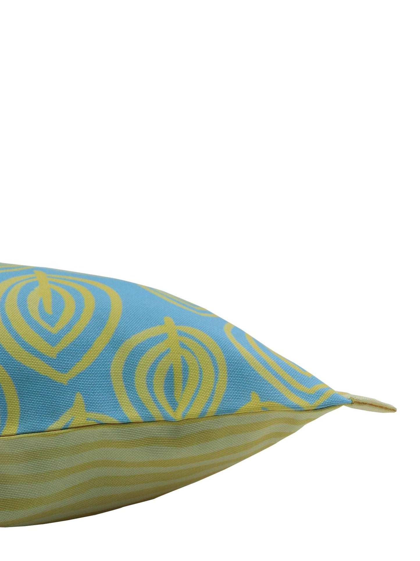 Cushion Cover Poly Canvas Digital print With Frayed Edges Blue Yellow - 12"X22"