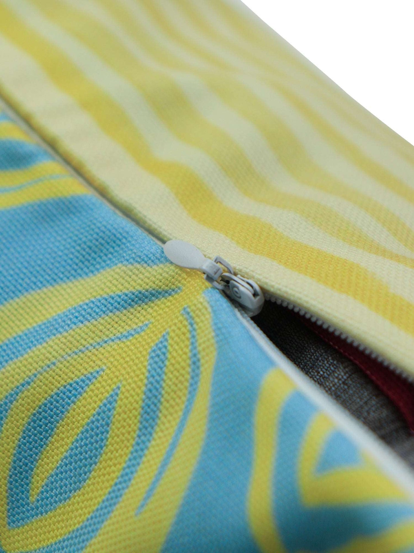 Cushion Cover Poly Canvas Digital print With Frayed Edges Blue Yellow - 12"X22"