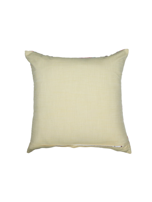 Cushion Cover with Embroidery Highlights on Motif Print - Polycanvas | Red - 20x20in