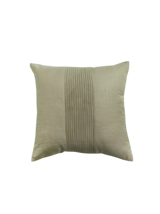 Cushion Cover Cotton Blend Solid Pleats In Center Antique Gold - 16" X 16"