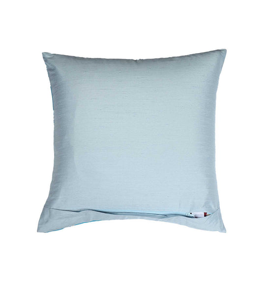 Cushion Cover with Botanical Garden Print - Polycanvas | Teal Blue - 16x16in