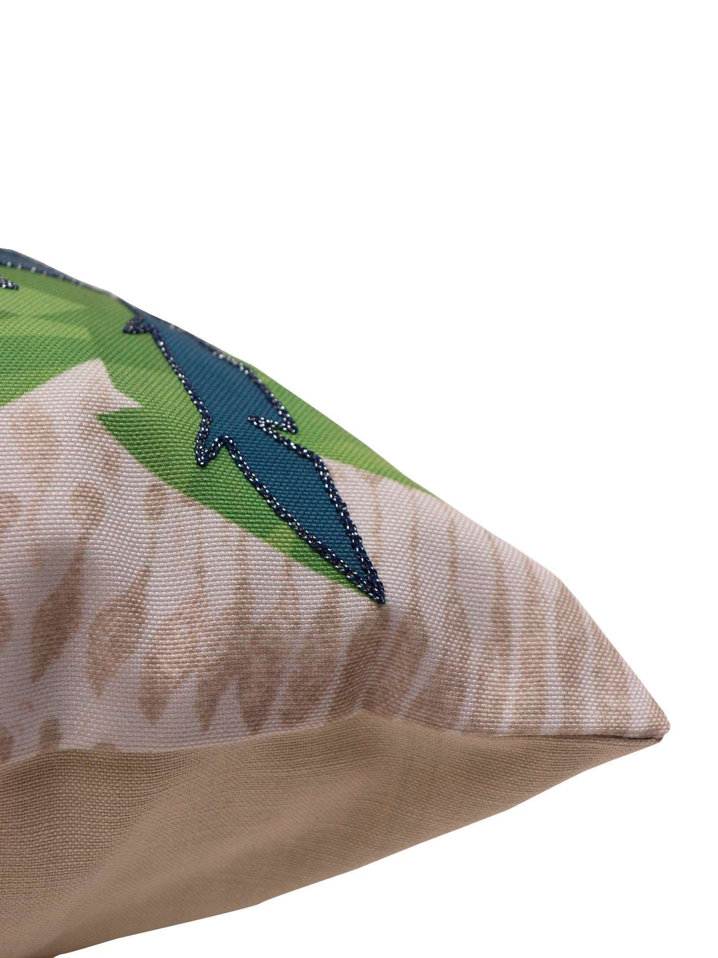 Cushion Cover Poly Canvas Digital Print with Chain Stitch Embroidery Multi - 16" x 16"