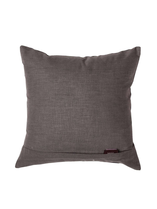 Cushion Cover Egyptian Scarab Poly Canvas Digital Print with Machine Embroidery Grey - 12" x 12"