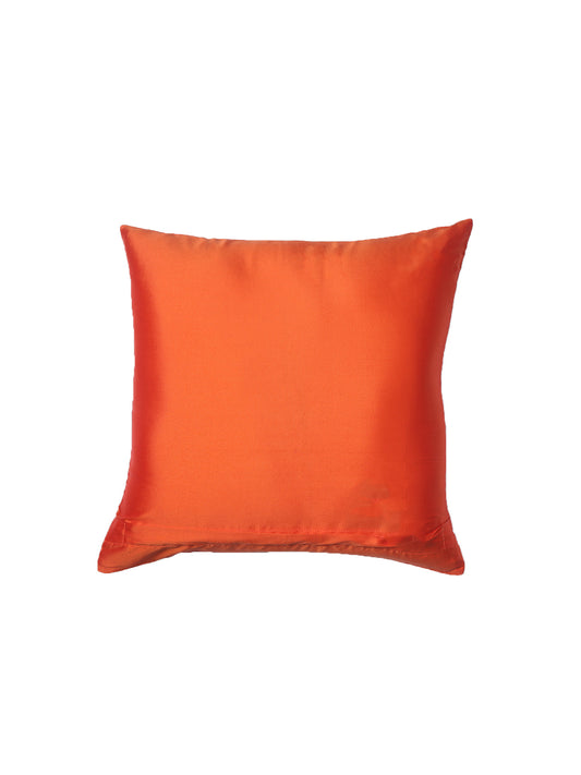 Cushion Cover for Sofa, Bed Polyester Motif Embroidery | Orange - 16x16in(40x40cm) (Pack of 1)