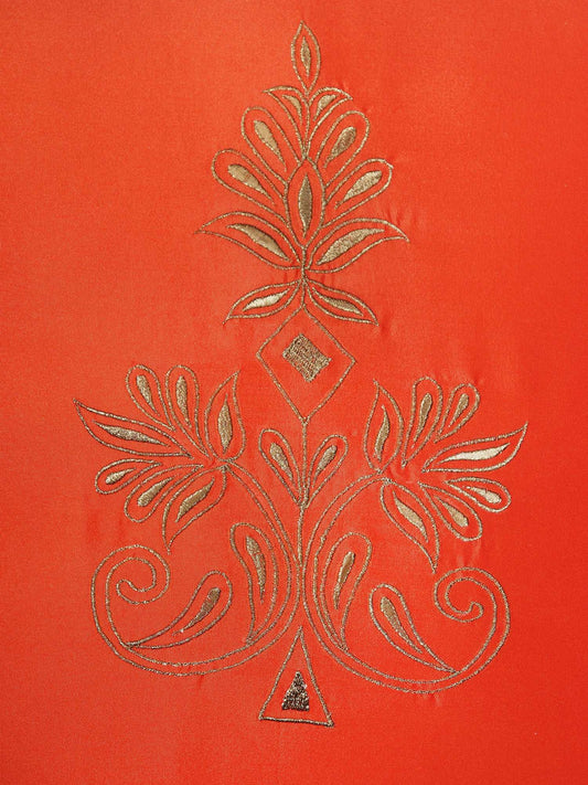 Cushion Cover for Sofa, Bed Polyester Motif Embroidery | Orange - 16x16in(40x40cm) (Pack of 1)