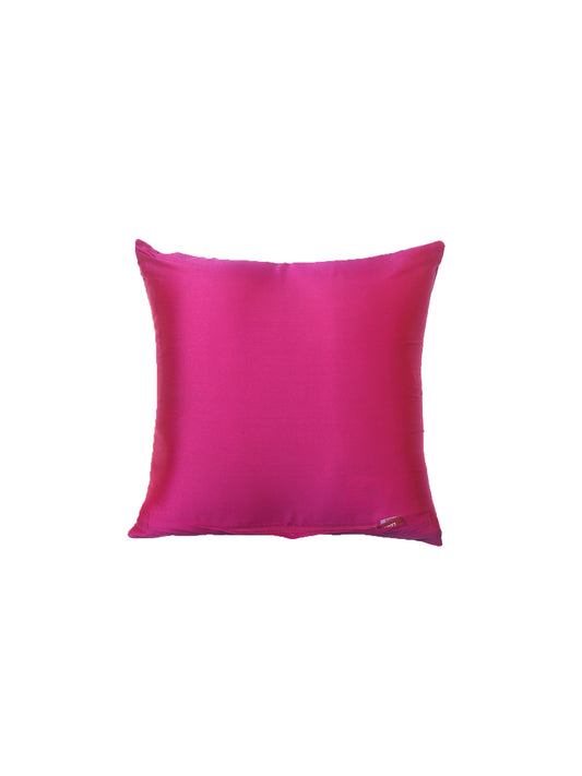 Cushion Cover for Sofa, Bed Polyester Floral Embroidery | Pink - 16x16in(40x40cm) (Pack of 1)