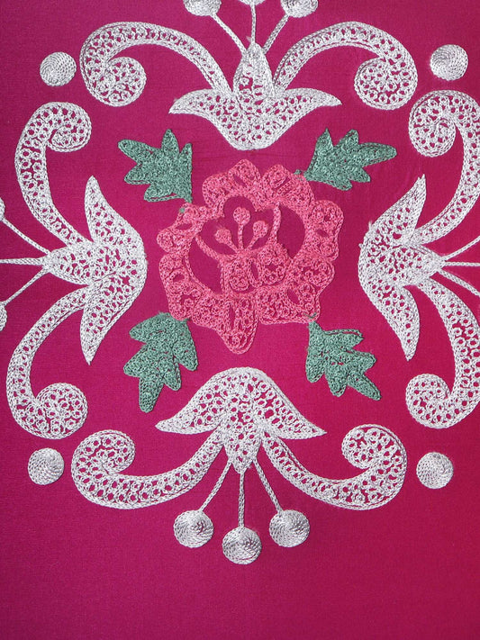 Cushion Cover for Sofa, Bed | Polyester Motif Floral Embroidery | Multi Color - 16x16in(40x40cm) (Pack of 2)