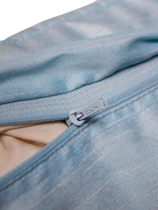 Cushion Cover Polyester Zari Embroidery with Self Quilting Sky Blue - 16"x16"