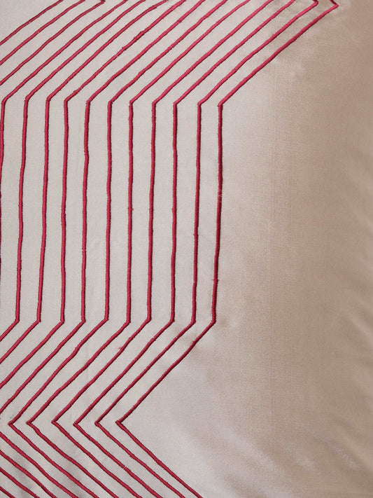 Cushion Cover Polyester Embroidery with Tassels Off White - 16" x 16"