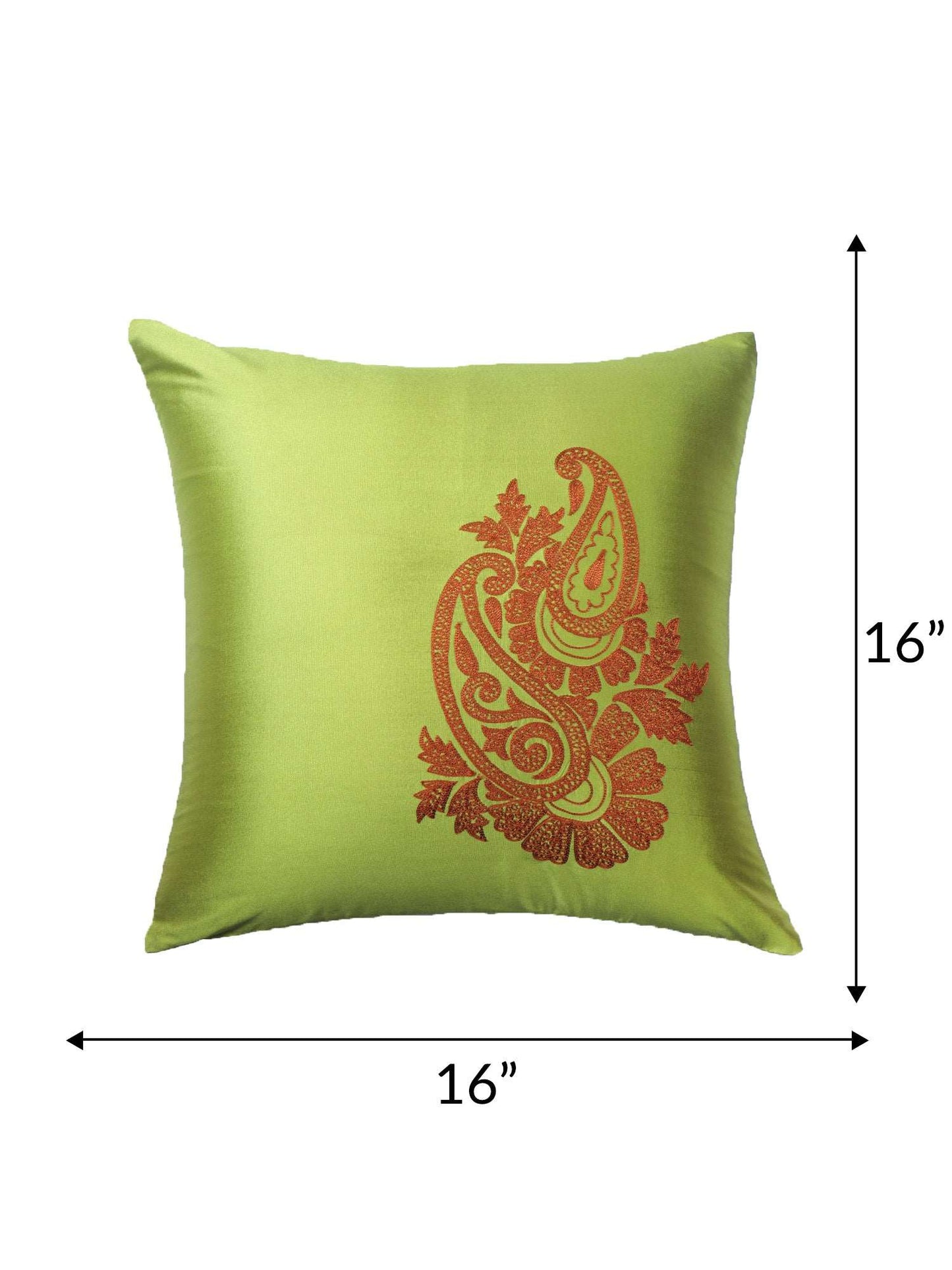 Cushion Cover for Sofa, Bed | Polyester Paisley Motif Embroidery | Multi Color - 16x16in(40x40cm) (Pack of 3)