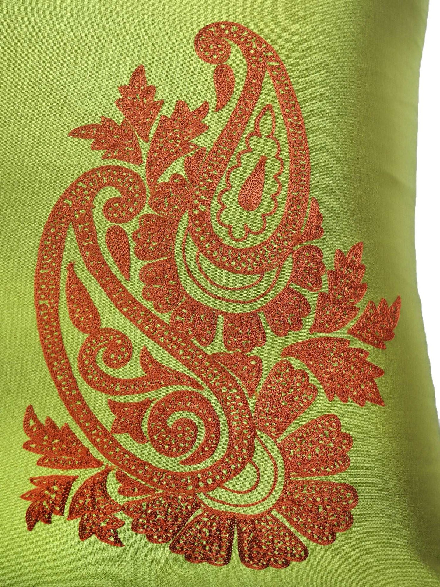 Cushion Cover for Sofa, Bed | Polyester Motif Paisley Embroidery | Multi Color - 16x16in(40x40cm) (Pack of 2)