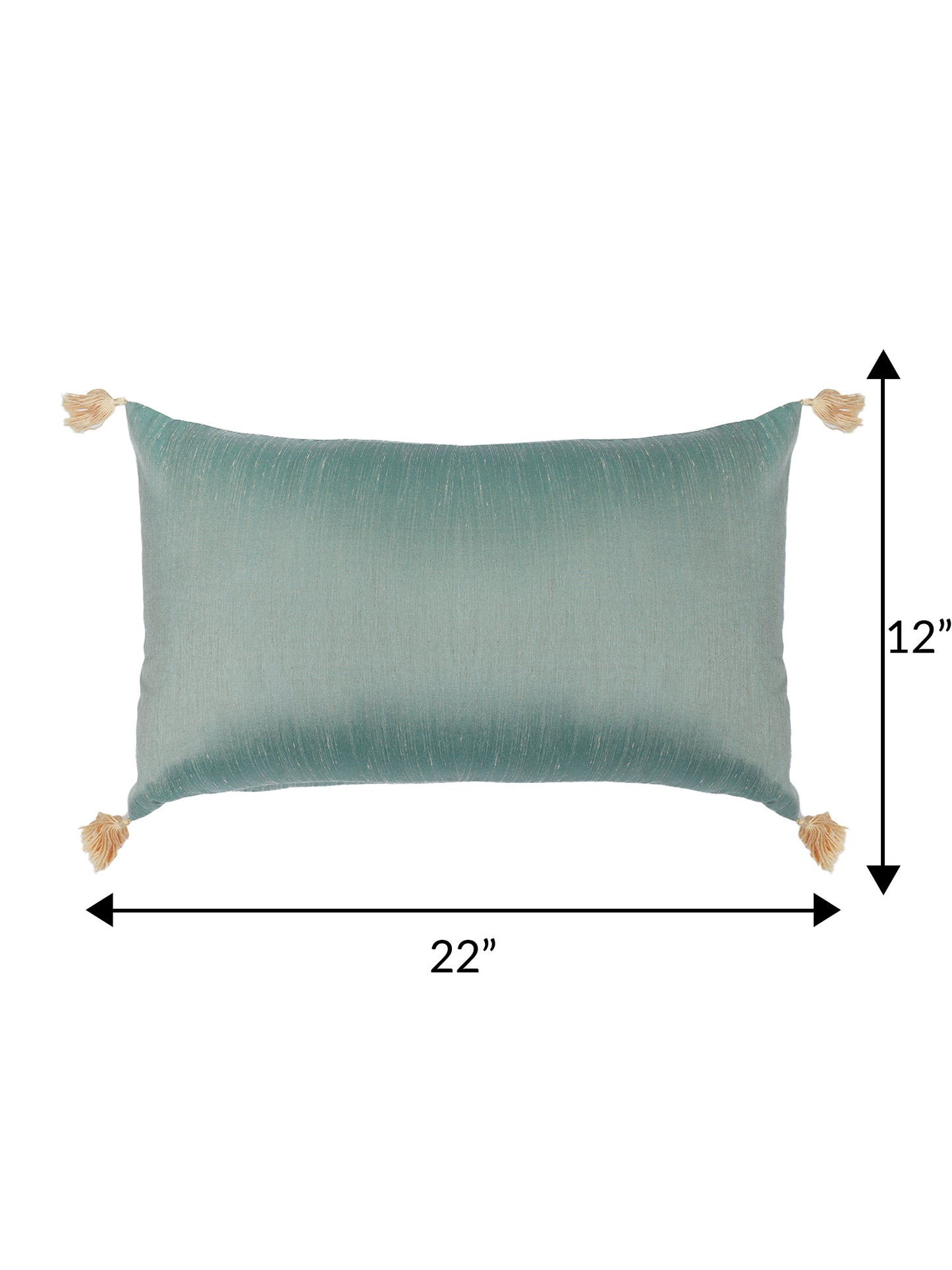 ZEBA World Rectangular Cushion Cover for Sofa - Lumbar Cushion | Tassels  - Polyester | Green - 12x22in(30x55cm) (Pack of 1)