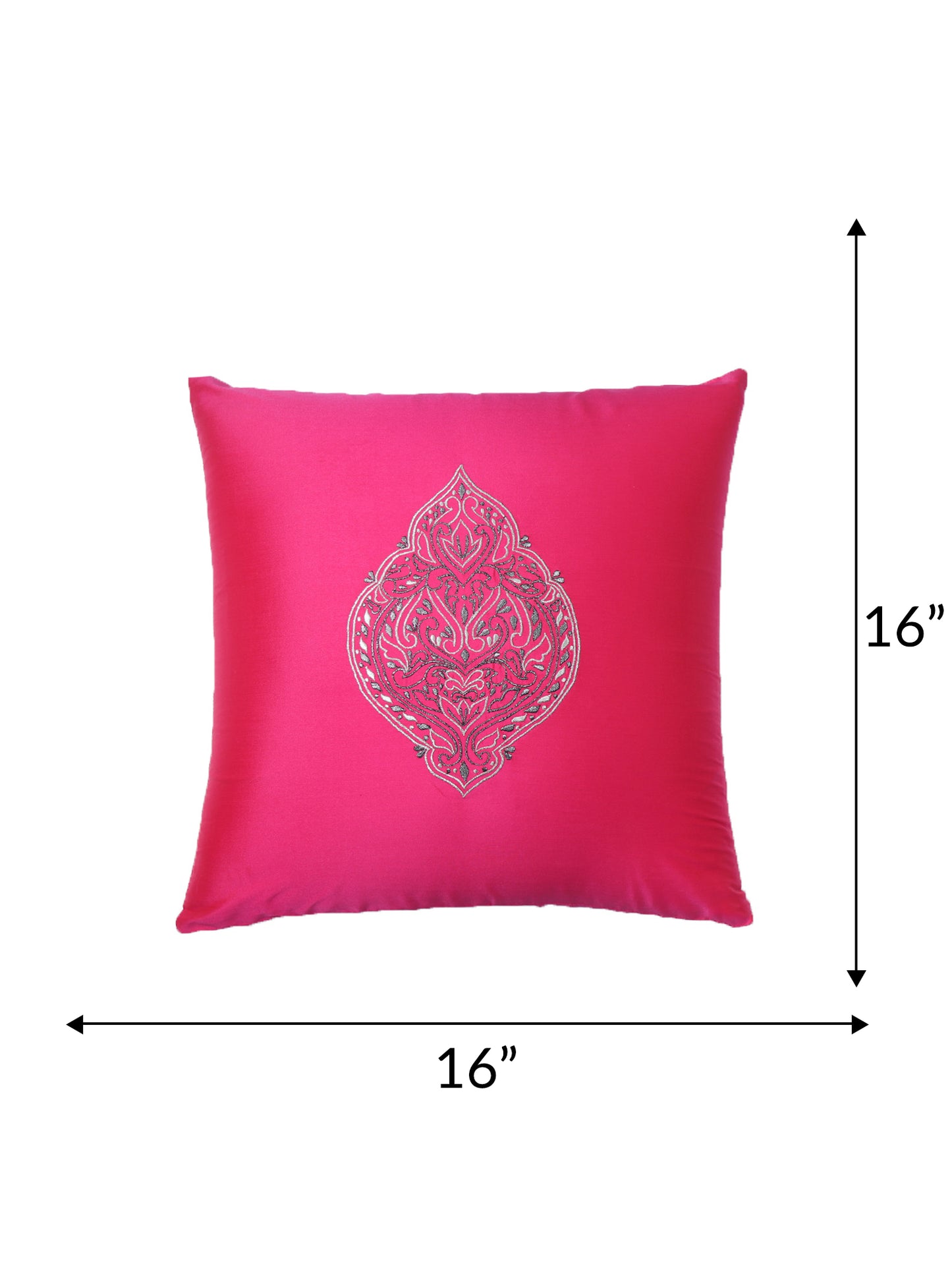 Cushion Cover for Sofa, Bed | Polyester Paisley Motif Embroidery | Multi Color - 16x16in(40x40cm) (Pack of 3)