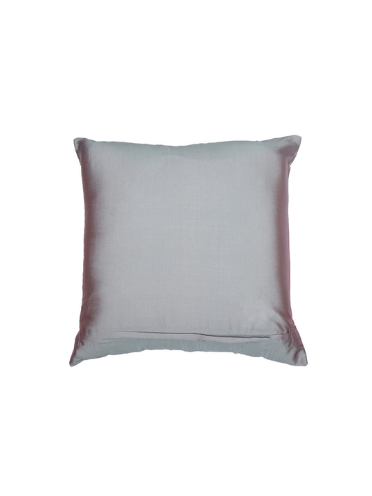 ZEBA World Square Cushion Cover for Sofa, Bed | Floral Motif Embroidery - Polyester | Grey - 16x16in(40x40cm) (Pack of 1)