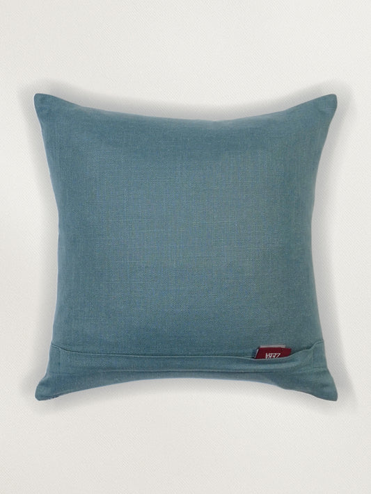 Hand Embroidered on Solid Color Print Blue Bird | Blue, White| 12 x 12 Inch